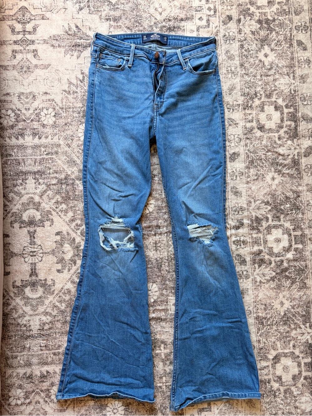 Blue Distressed Flared Hollister Jeans